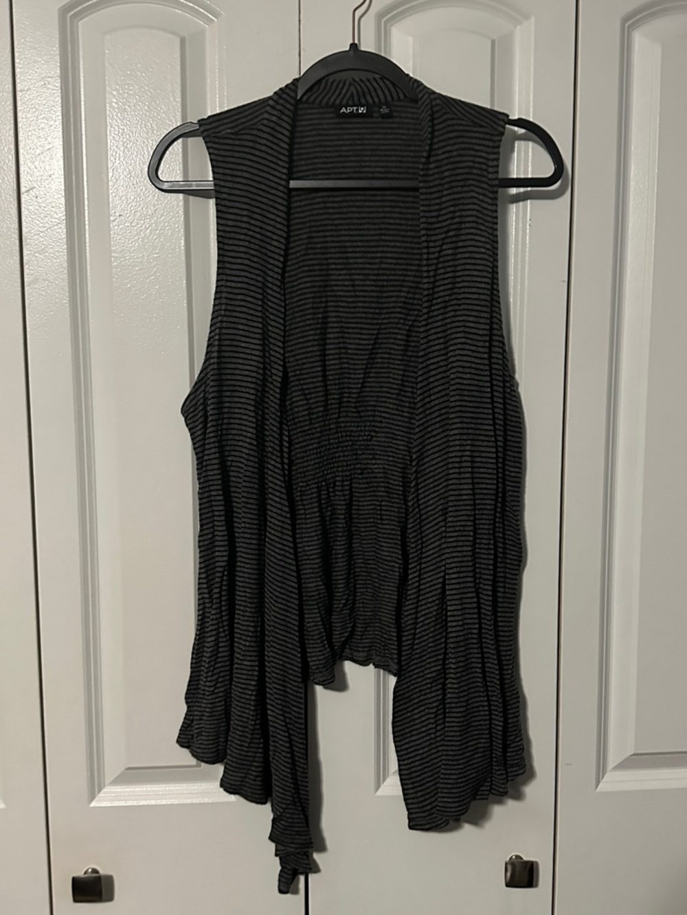 Apt. 9 Black & Gray Striped Open Cardigan
